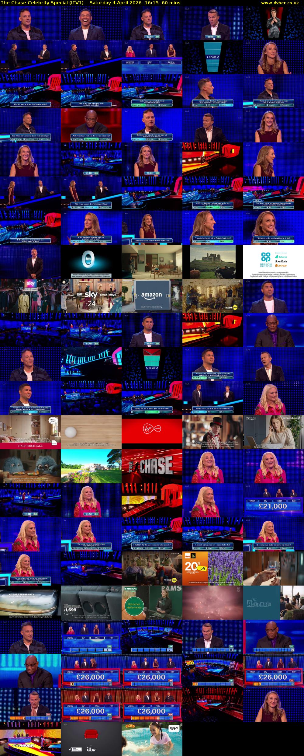 The Chase Celebrity Special (ITV1) Saturday 4 April 2026 16:15 - 17:15