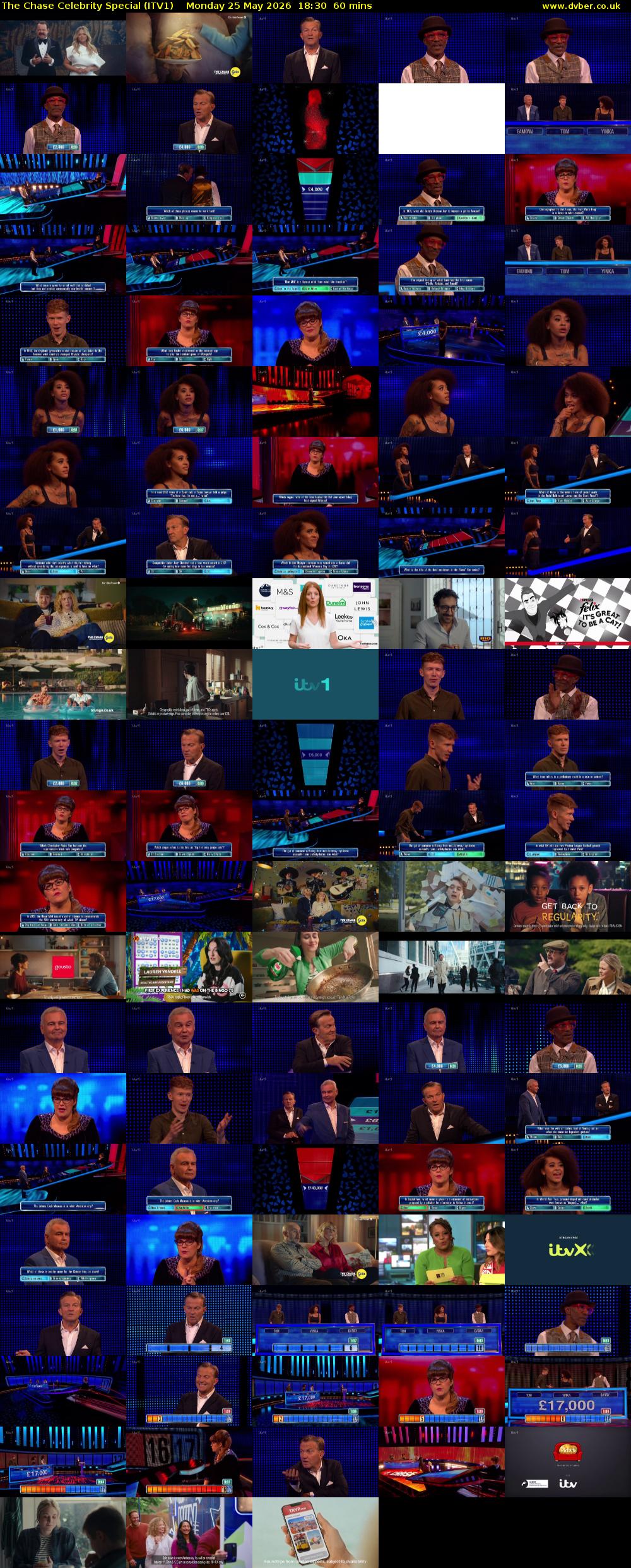 The Chase Celebrity Special (ITV1) Monday 25 May 2026 18:30 - 19:30