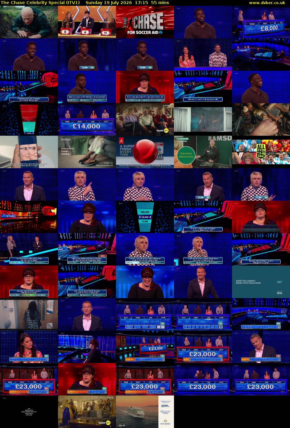 The Chase Celebrity Special (ITV1) Sunday 19 July 2026 17:15 - 18:10