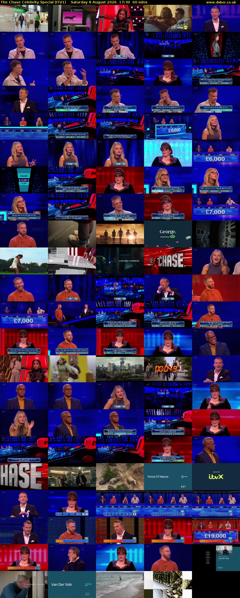 The Chase Celebrity Special (ITV1) Saturday 8 August 2026 17:30 - 18:30