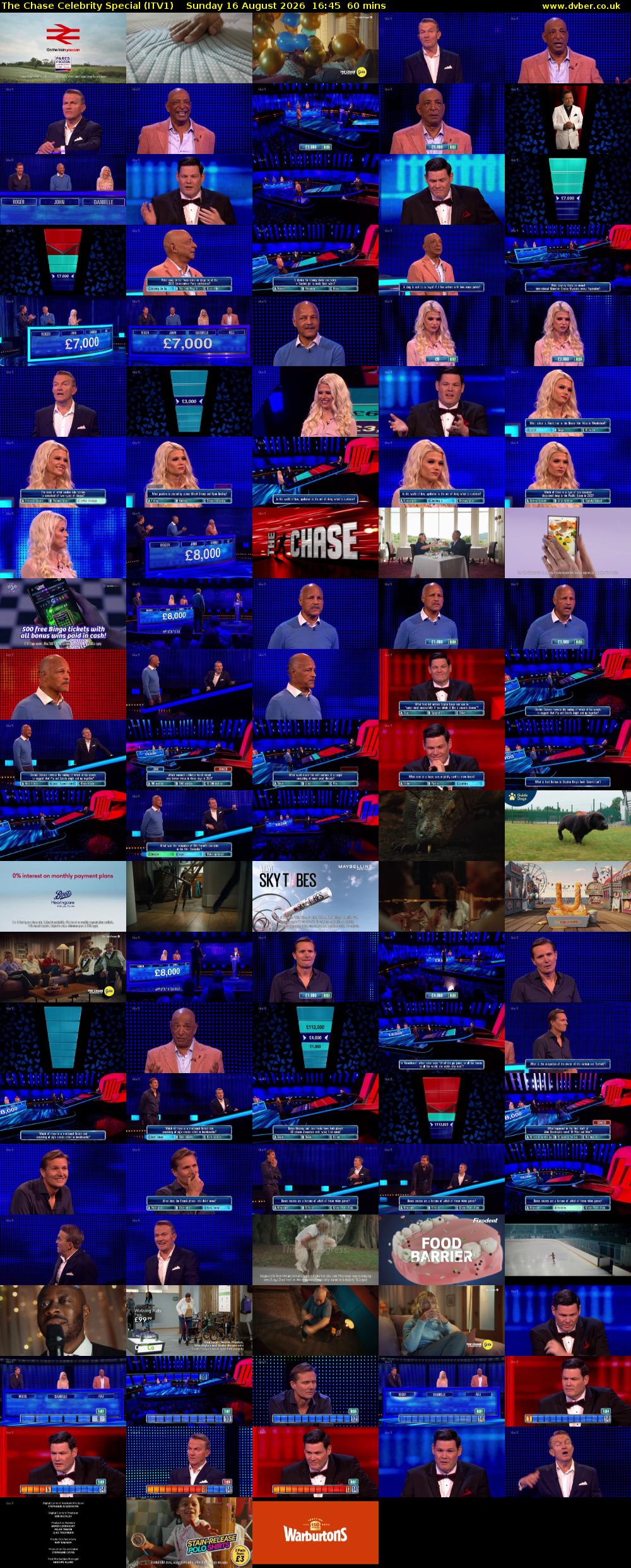 The Chase Celebrity Special (ITV1) Sunday 16 August 2026 16:45 - 17:45