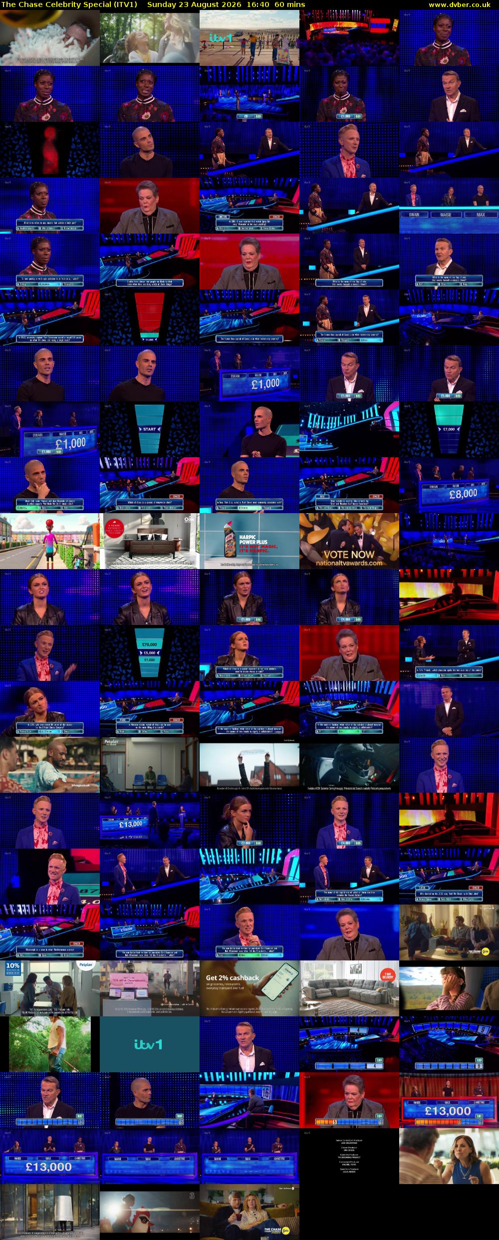 The Chase Celebrity Special (ITV1) Sunday 23 August 2026 16:40 - 17:40
