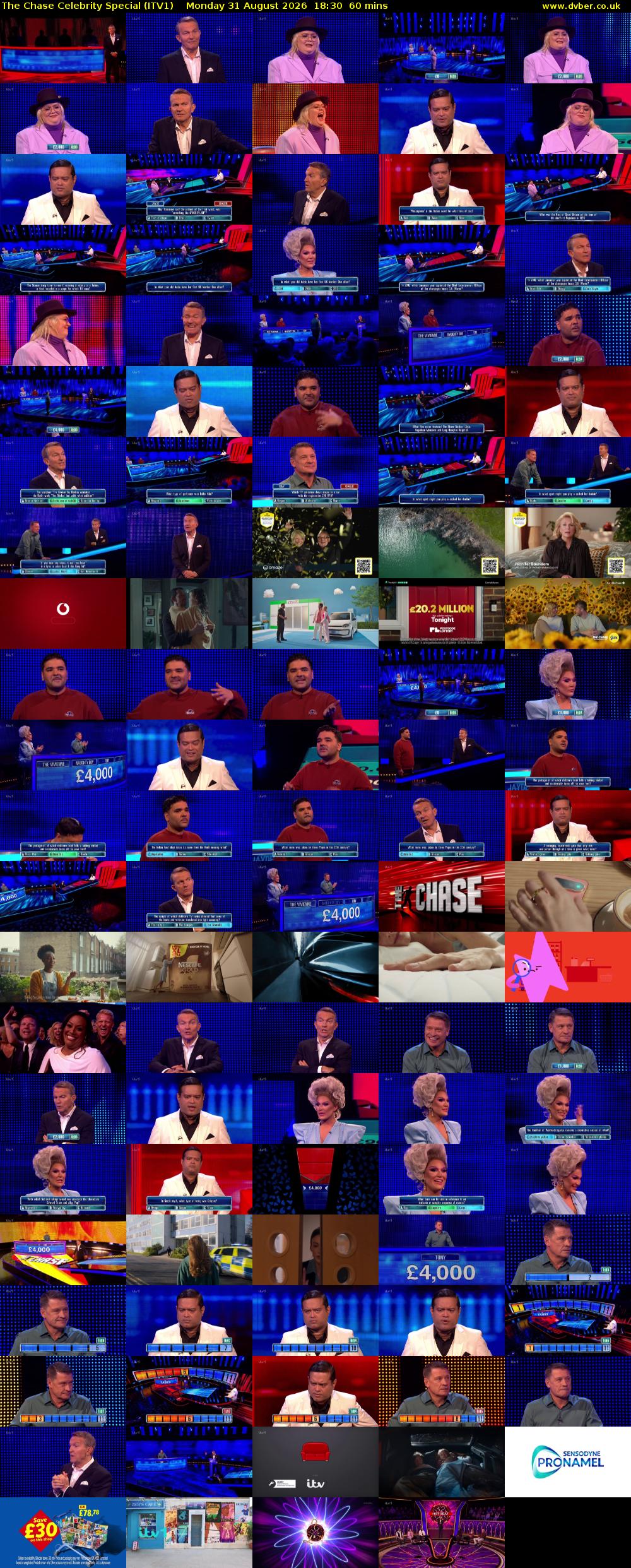 The Chase Celebrity Special (ITV1) Monday 31 August 2026 18:30 - 19:30