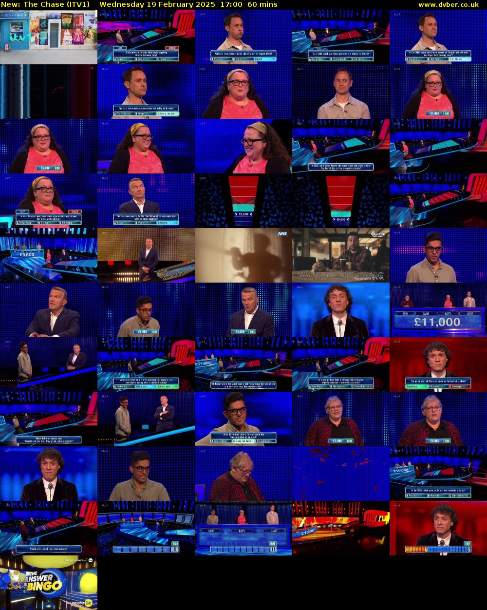 The Chase (ITV1) Wednesday 19 February 2025 17:00 - 18:00