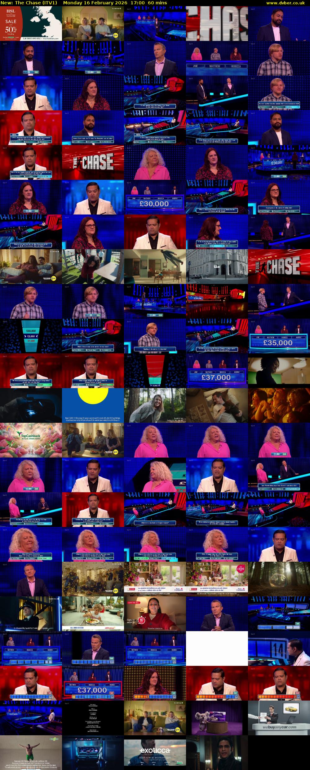 The Chase (ITV1) Monday 16 February 2026 17:00 - 18:00