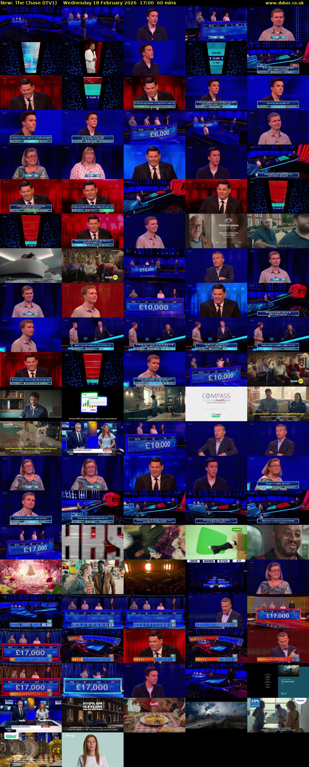 The Chase (ITV1) Wednesday 18 February 2026 17:00 - 18:00