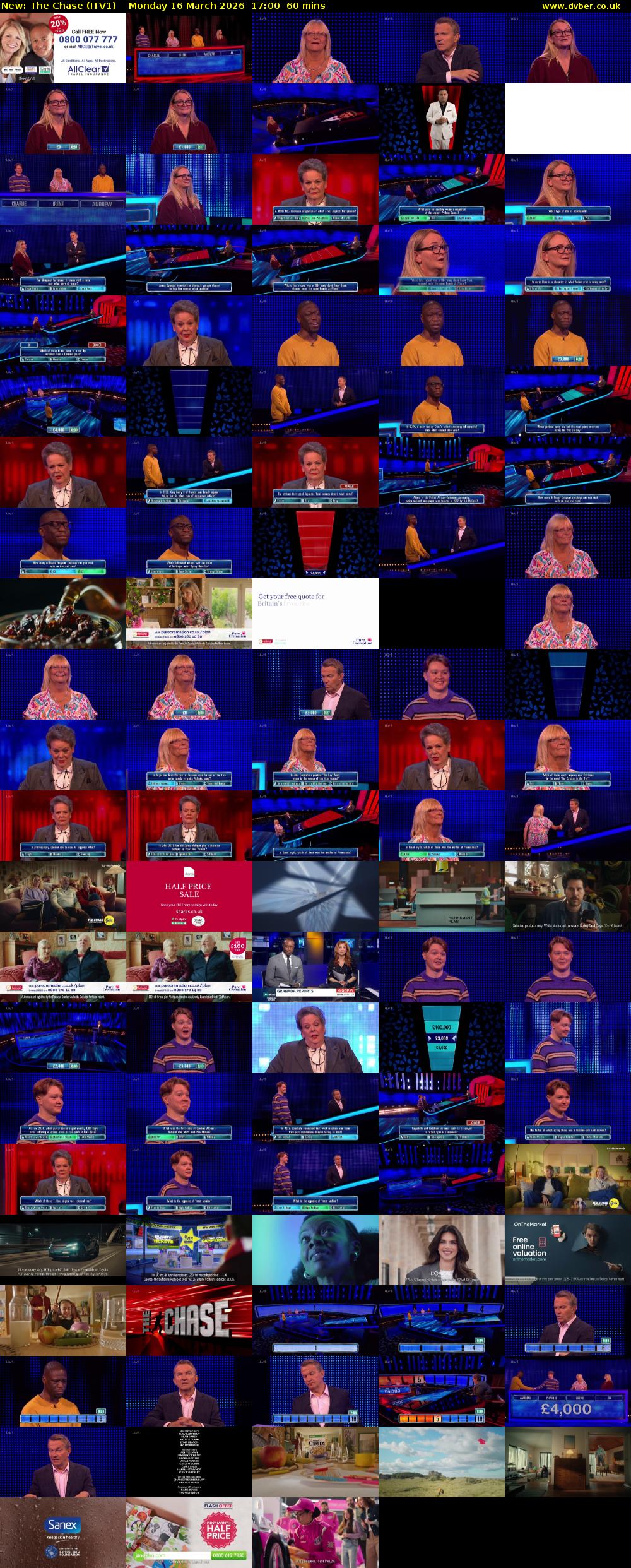 The Chase (ITV1) Monday 16 March 2026 17:00 - 18:00