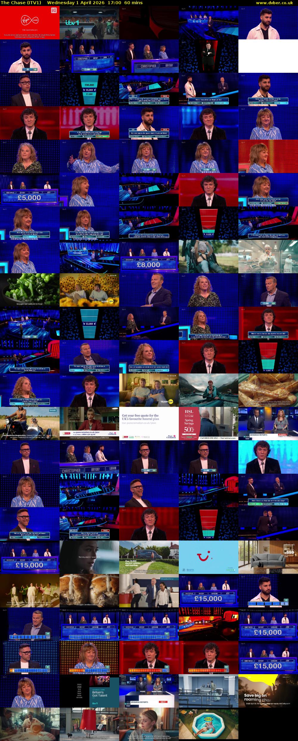 The Chase (ITV1) Wednesday 1 April 2026 17:00 - 18:00