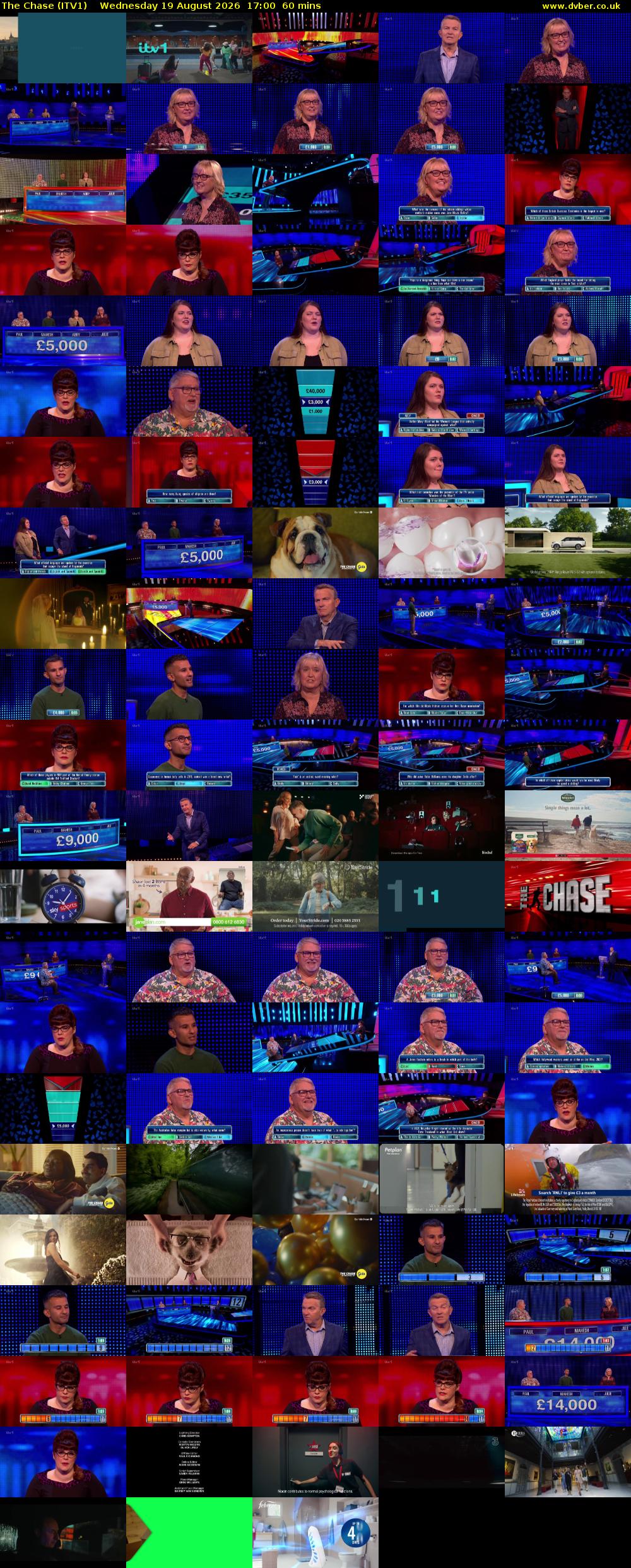 The Chase (ITV1) Wednesday 19 August 2026 17:00 - 18:00