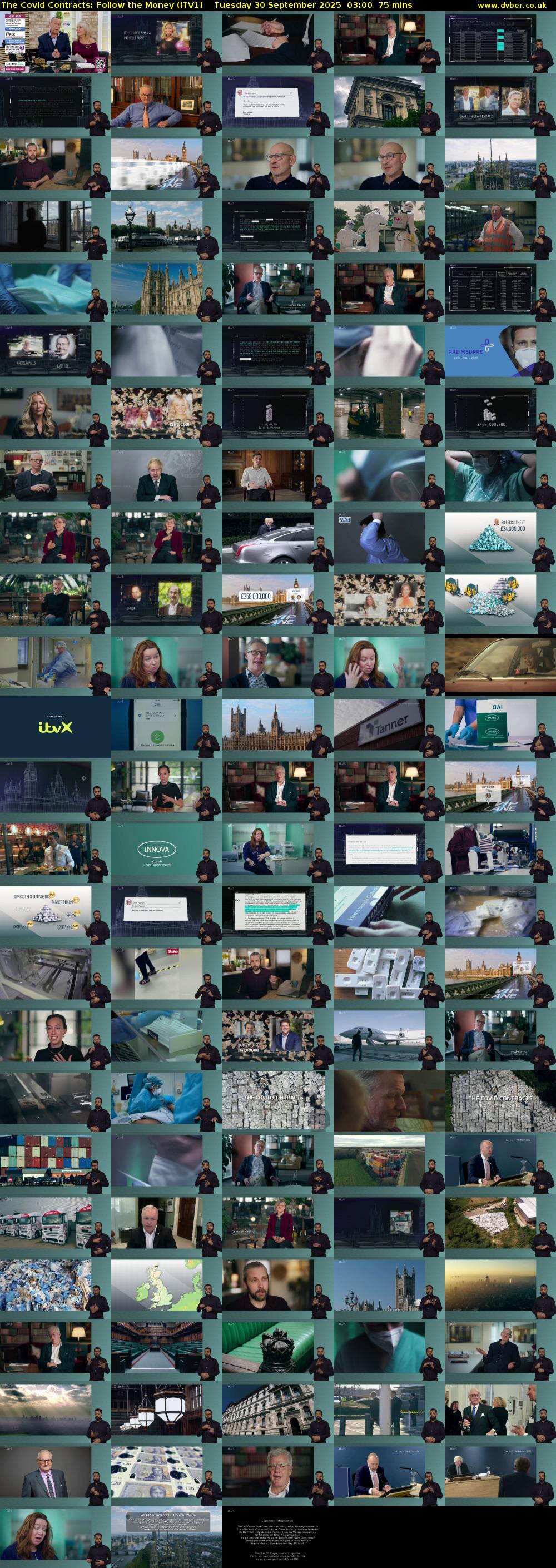 The Covid Contracts: Follow the Money (ITV1) Tuesday 30 September 2025 03:00 - 04:15