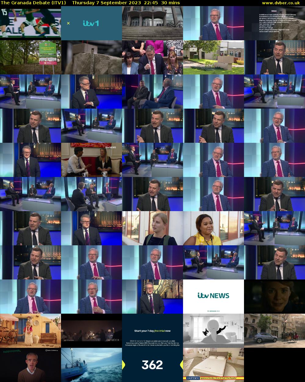 The Granada Debate (ITV1) Thursday 7 September 2023 22:45 - 23:15