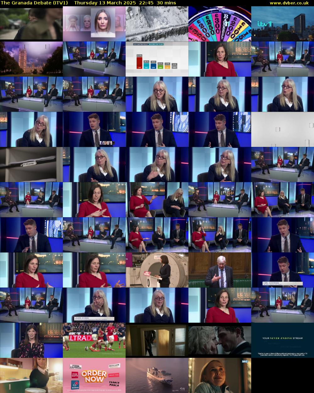 The Granada Debate (ITV1) Thursday 13 March 2025 22:45 - 23:15