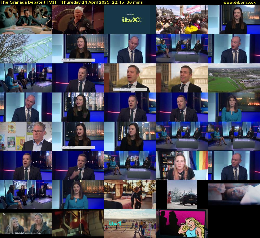 The Granada Debate (ITV1) Thursday 24 April 2025 22:45 - 23:15