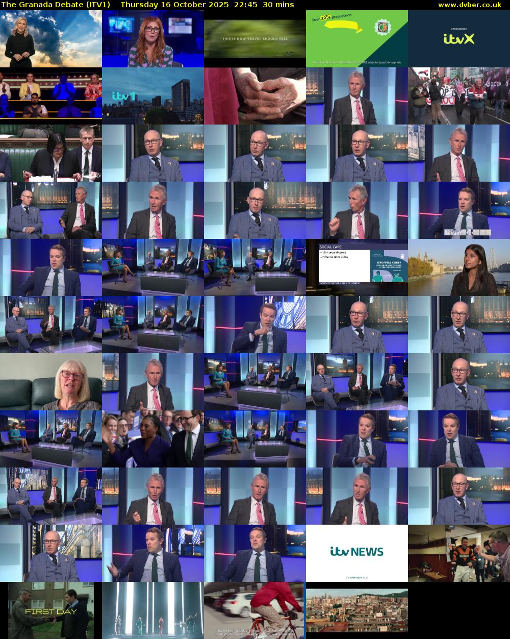The Granada Debate (ITV1) Thursday 16 October 2025 22:45 - 23:15