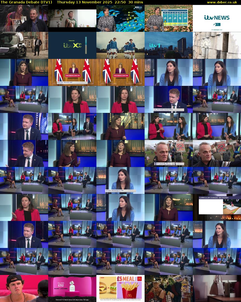 The Granada Debate (ITV1) Thursday 13 November 2025 22:50 - 23:20