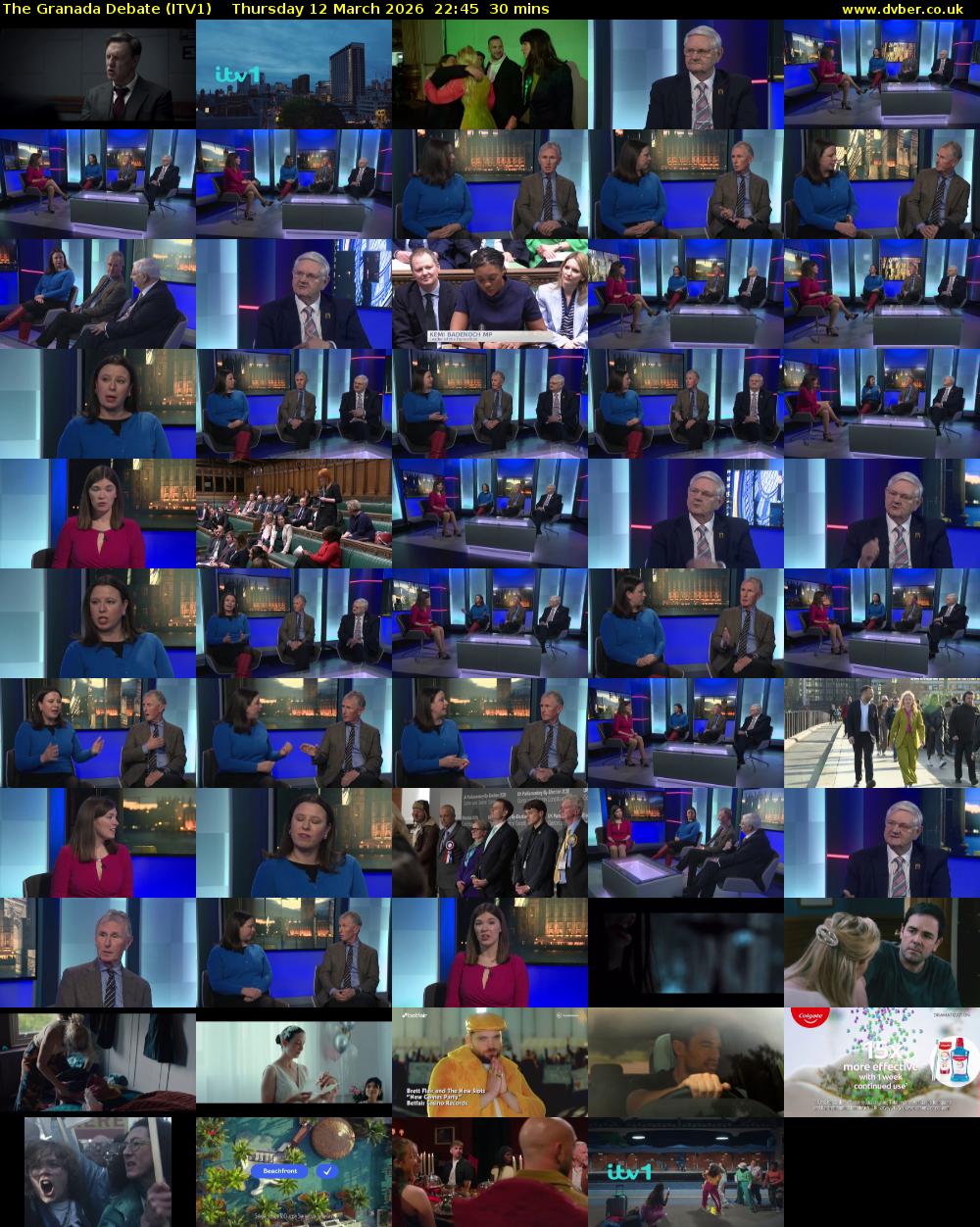 The Granada Debate (ITV1) Thursday 12 March 2026 22:45 - 23:15