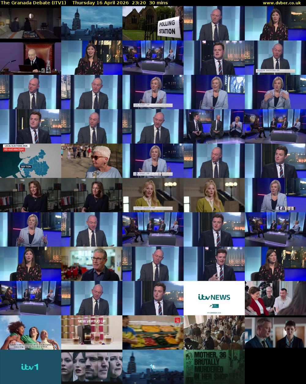 The Granada Debate (ITV1) Thursday 16 April 2026 23:20 - 23:50