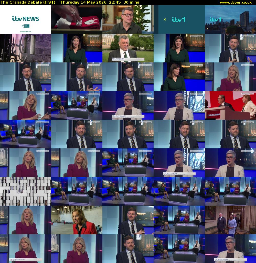 The Granada Debate (ITV1) Thursday 14 May 2026 22:45 - 23:15