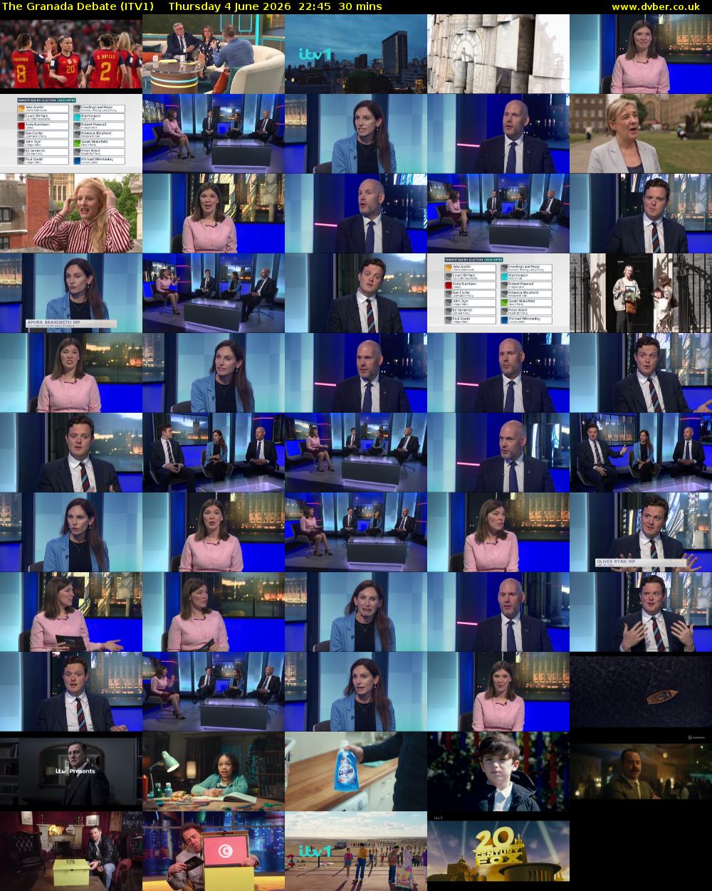 The Granada Debate (ITV1) Thursday 4 June 2026 22:45 - 23:15