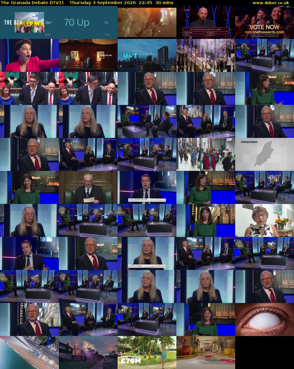 The Granada Debate (ITV1) Thursday 3 September 2026 22:45 - 23:15