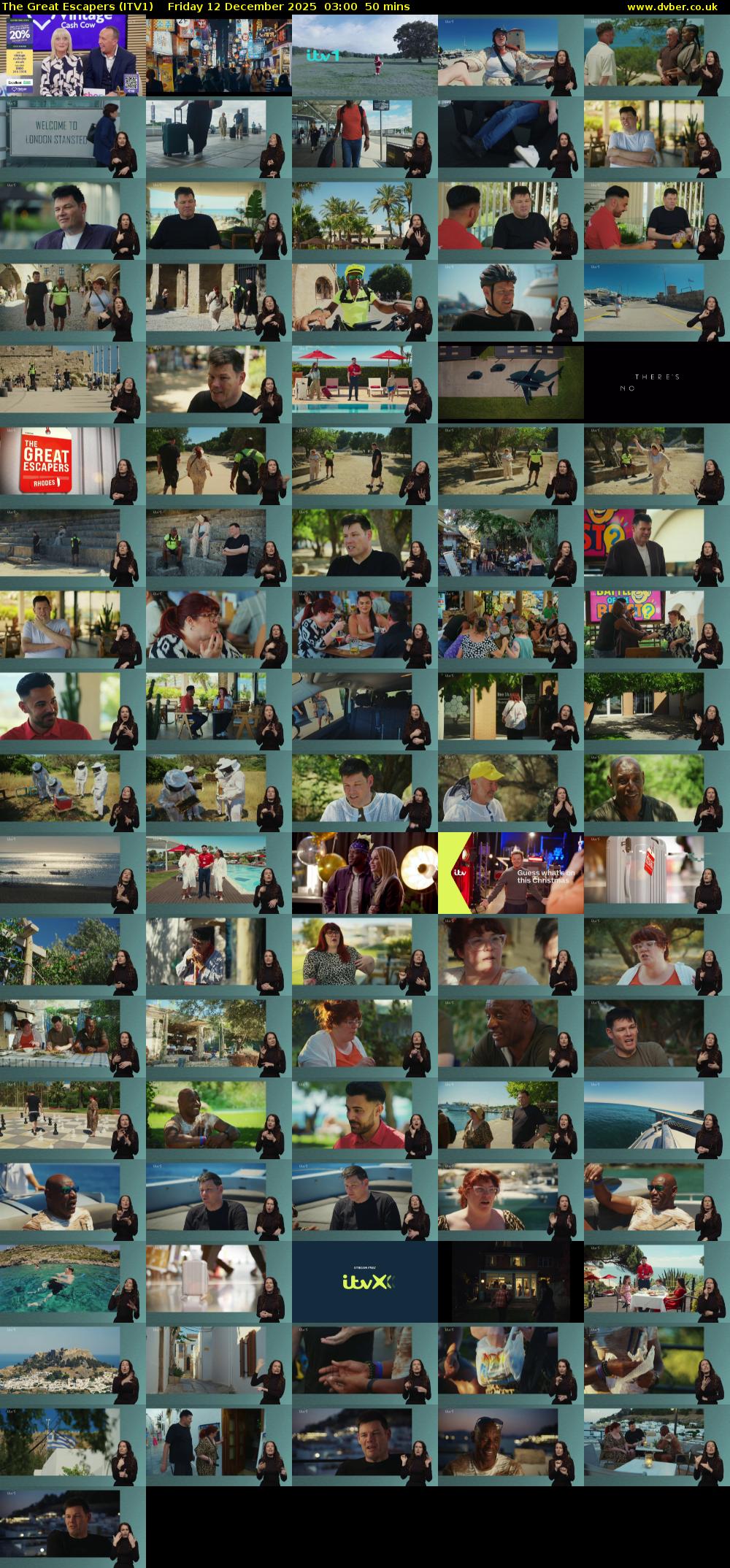 The Great Escapers (ITV1) Friday 12 December 2025 03:00 - 03:50
