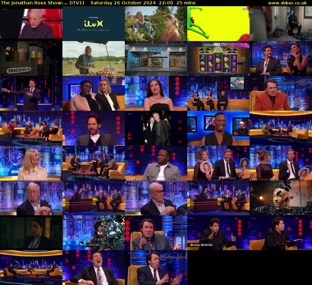 The Jonathan Ross Show:... (ITV1) Saturday 26 October 2024 22:00 - 22:25