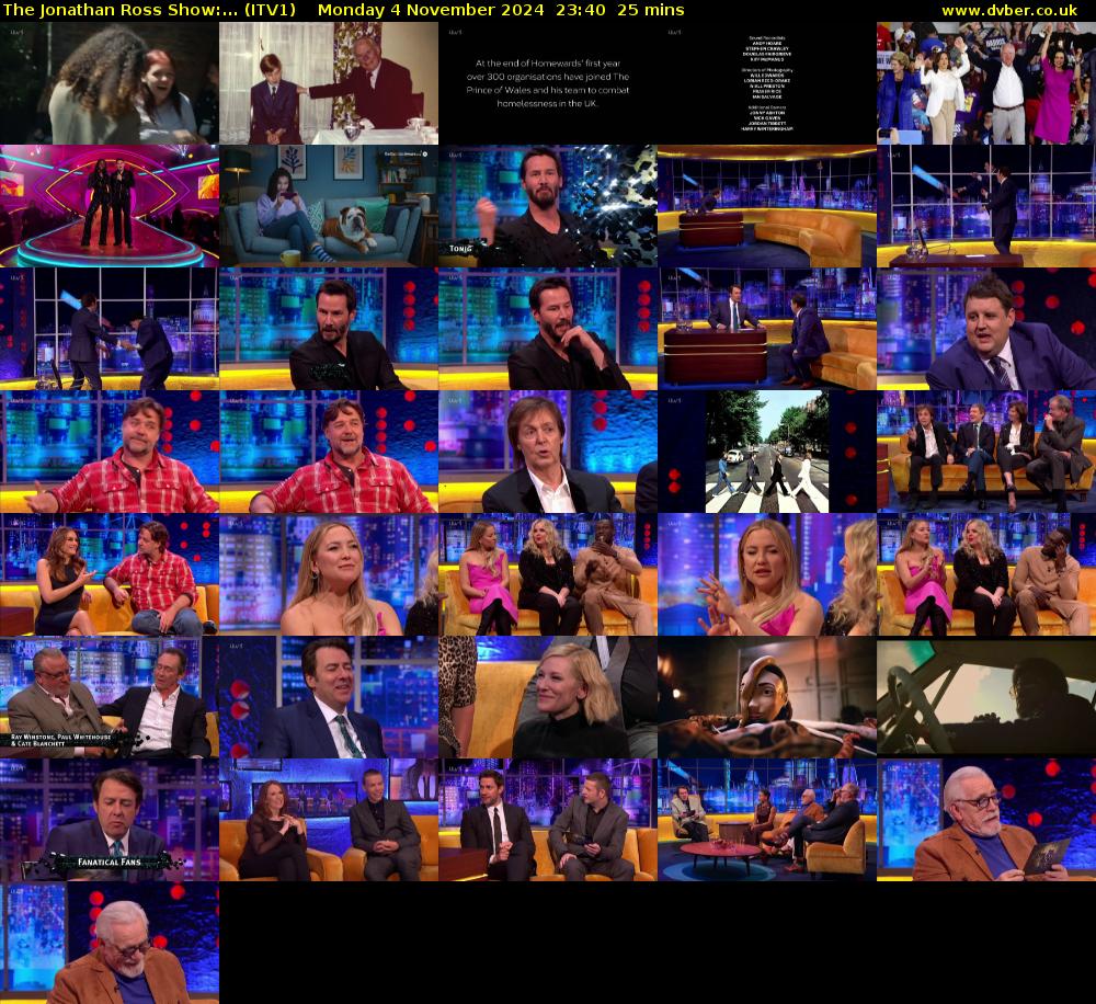 The Jonathan Ross Show:... (ITV1) Monday 4 November 2024 23:40 - 00:05