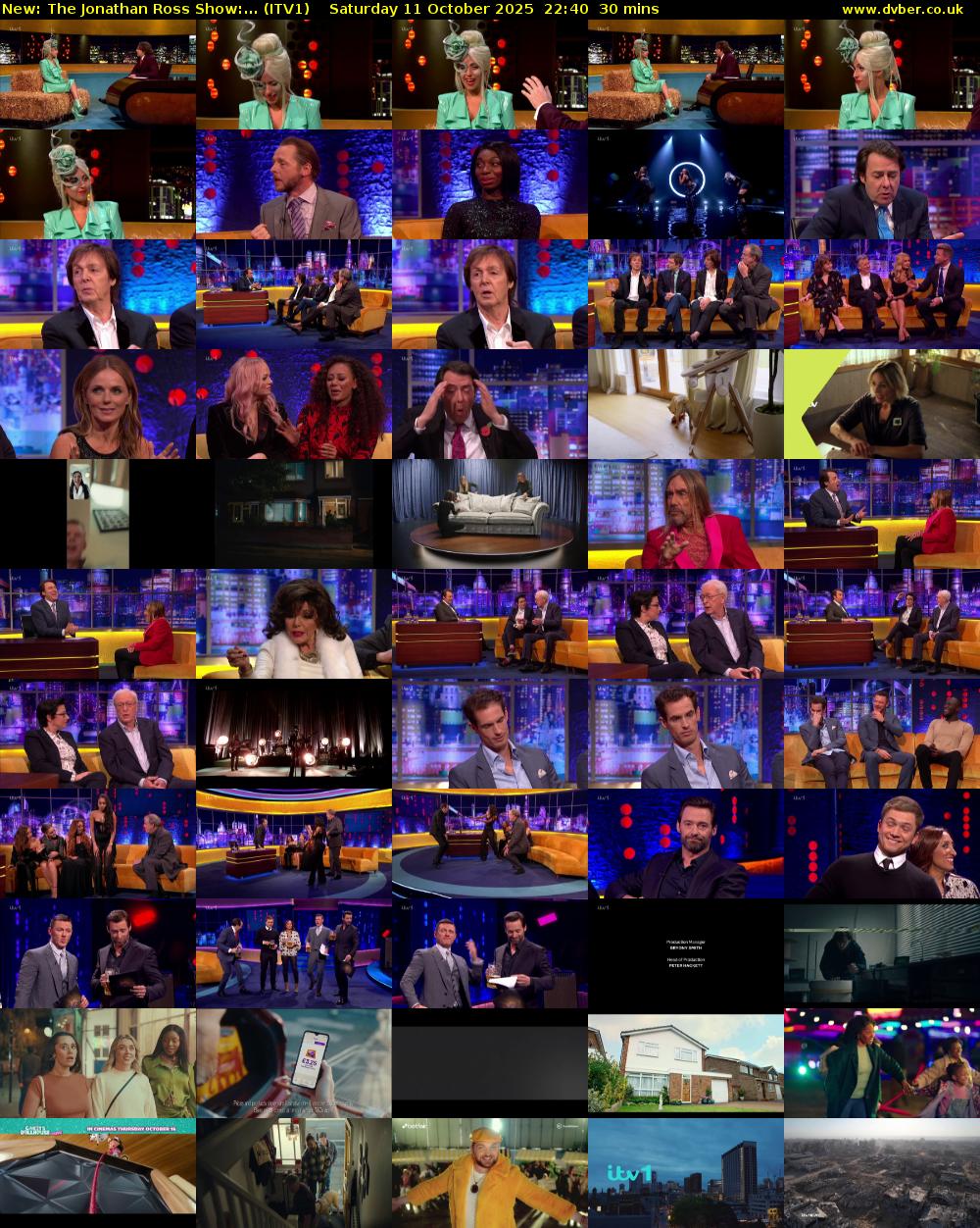 The Jonathan Ross Show:... (ITV1) Saturday 11 October 2025 22:40 - 23:10