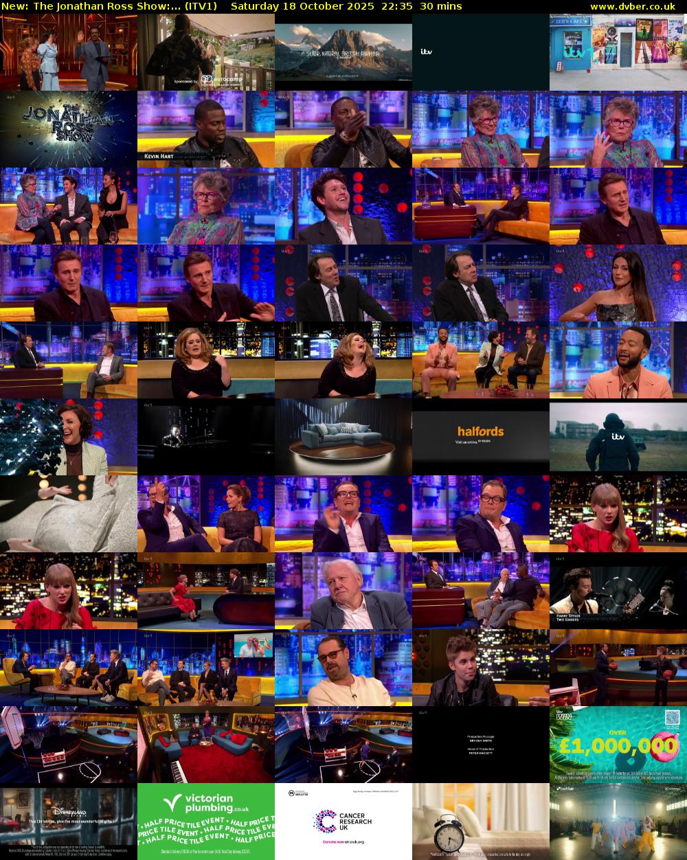 The Jonathan Ross Show:... (ITV1) Saturday 18 October 2025 22:35 - 23:05