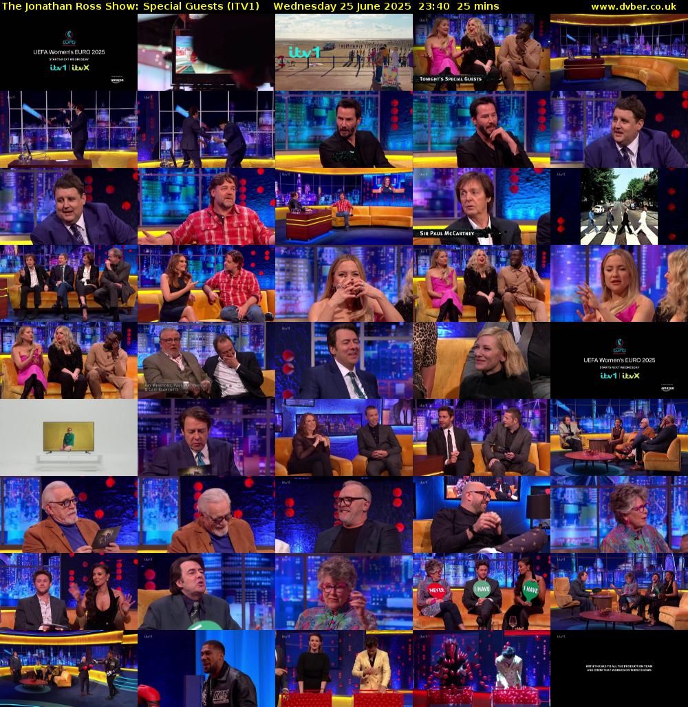The Jonathan Ross Show: Special Guests (ITV1) Wednesday 25 June 2025 23:40 - 00:05