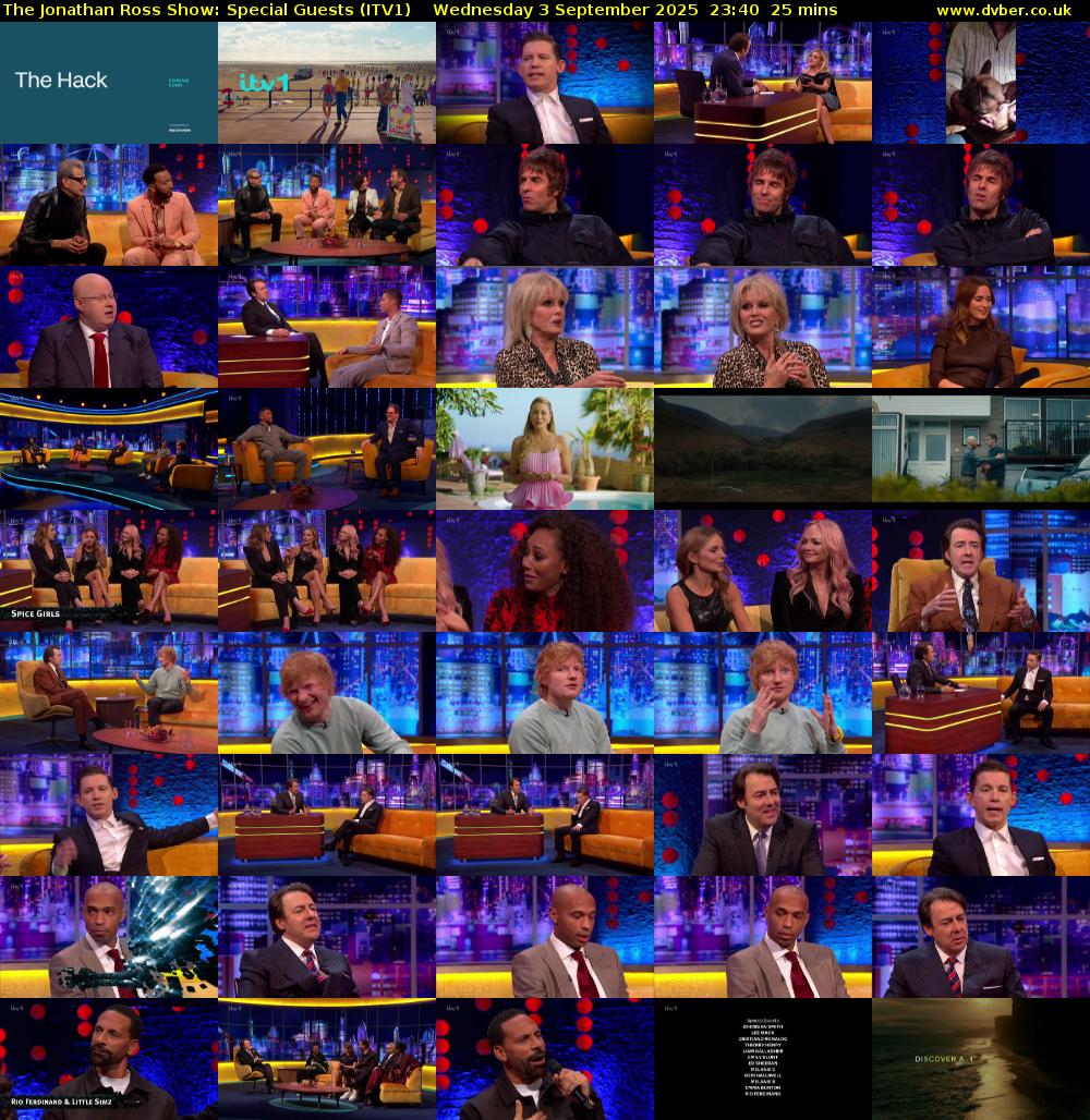 The Jonathan Ross Show: Special Guests (ITV1) Wednesday 3 September 2025 23:40 - 00:05