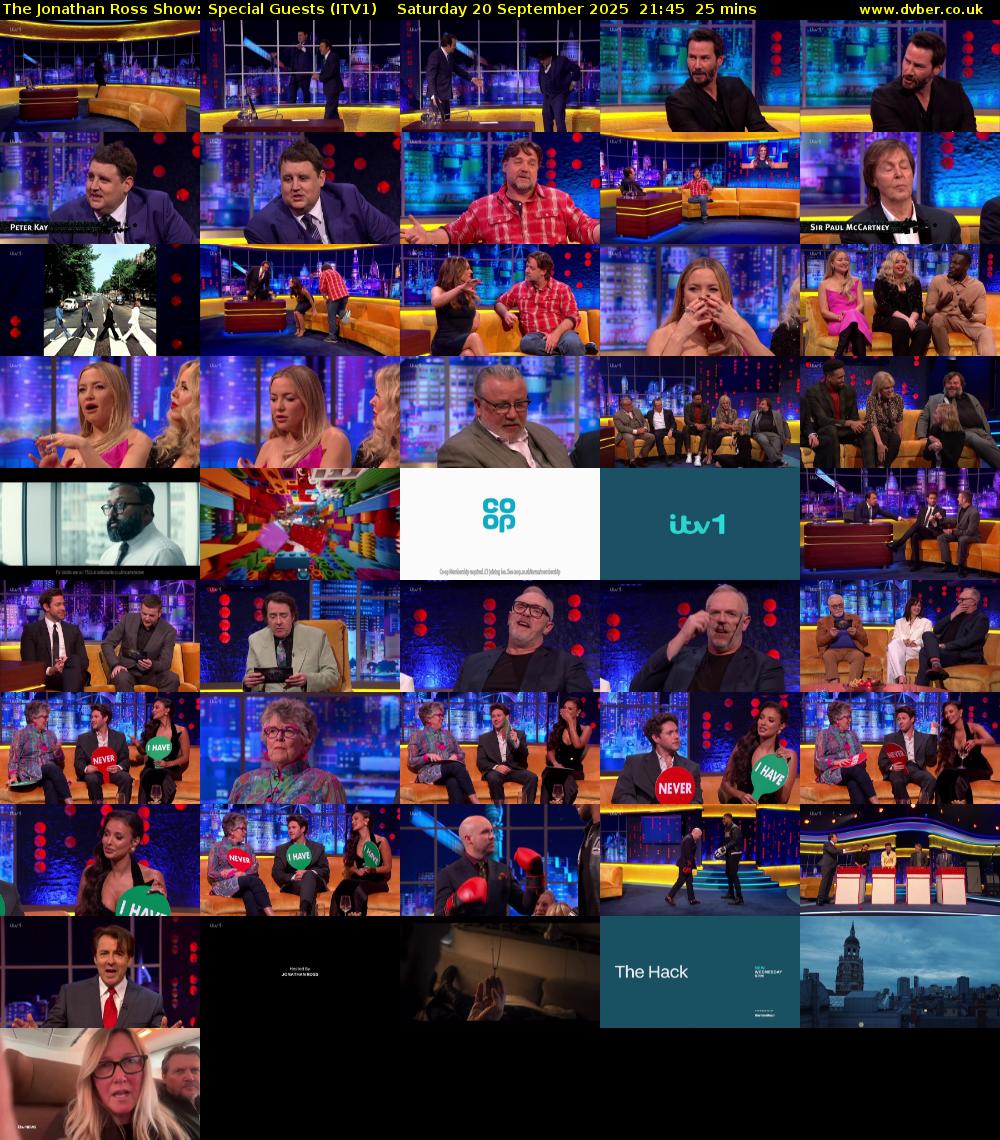 The Jonathan Ross Show: Special Guests (ITV1) Saturday 20 September 2025 21:45 - 22:10