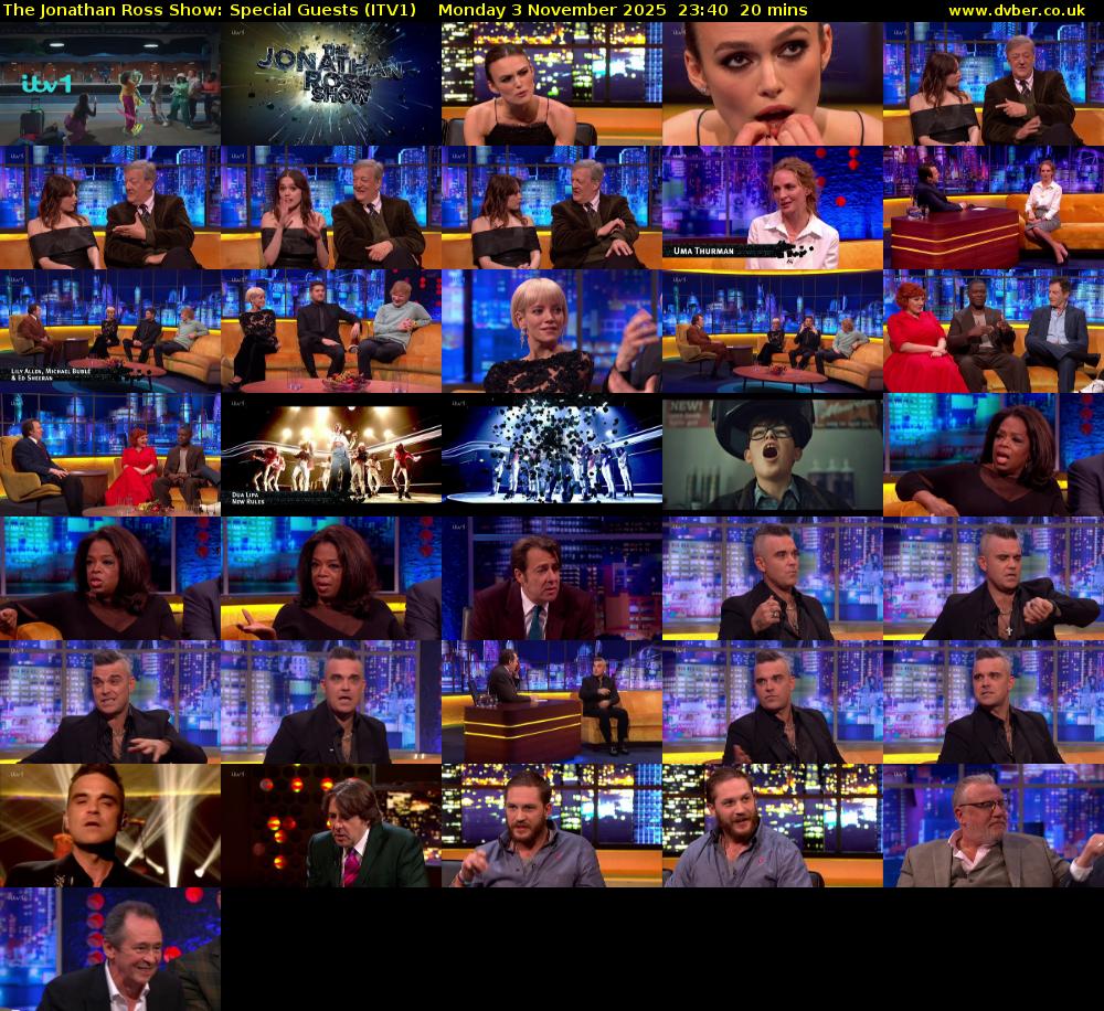 The Jonathan Ross Show: Special Guests (ITV1) Monday 3 November 2025 23:40 - 00:00