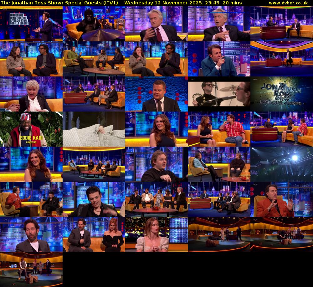 The Jonathan Ross Show: Special Guests (ITV1) Wednesday 12 November 2025 23:45 - 00:05