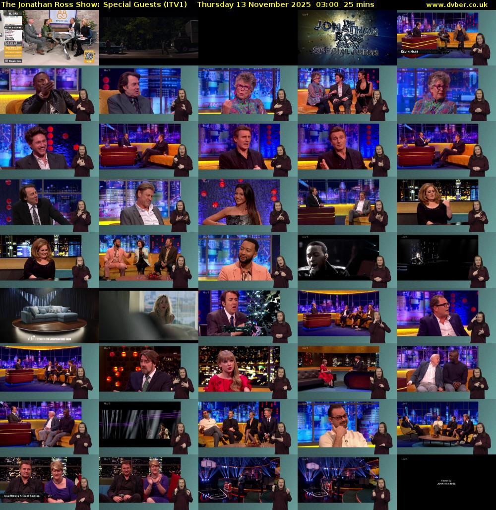 The Jonathan Ross Show: Special Guests (ITV1) Thursday 13 November 2025 03:00 - 03:25