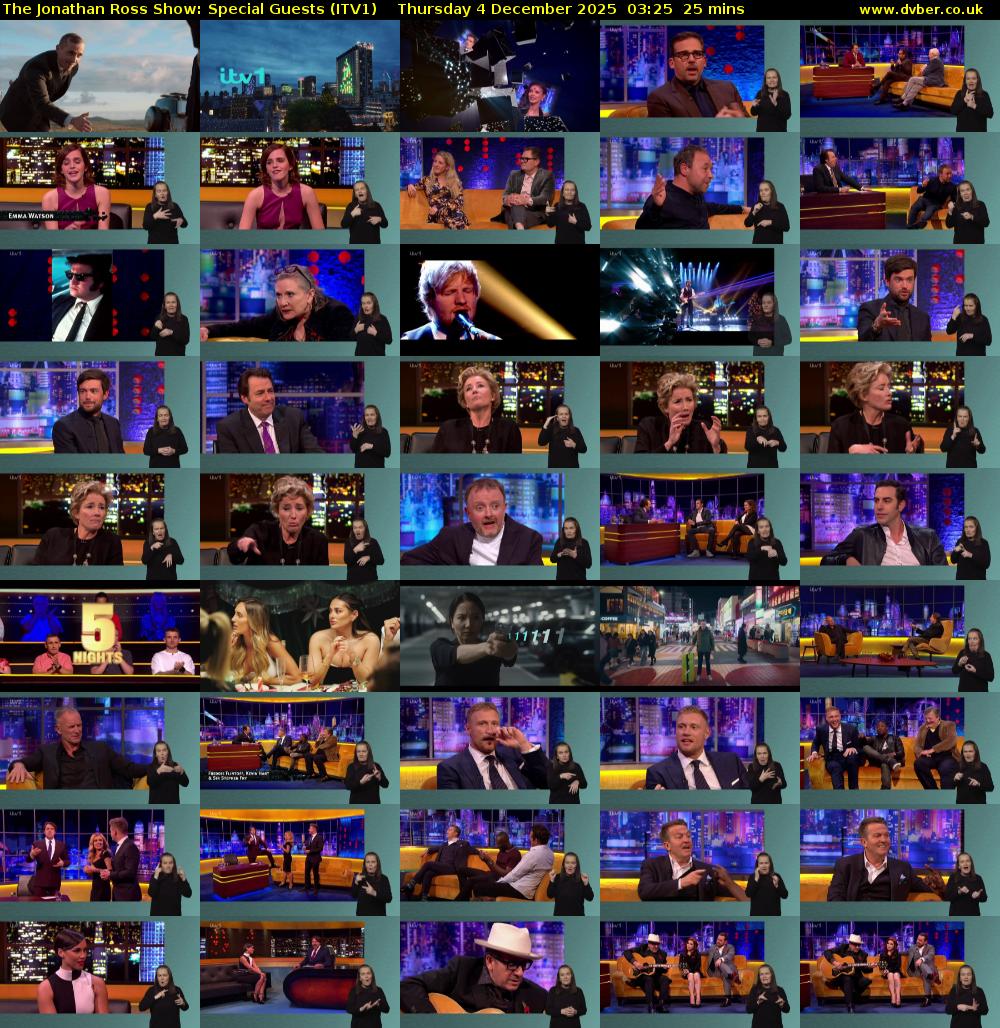 The Jonathan Ross Show: Special Guests (ITV1) Thursday 4 December 2025 03:25 - 03:50