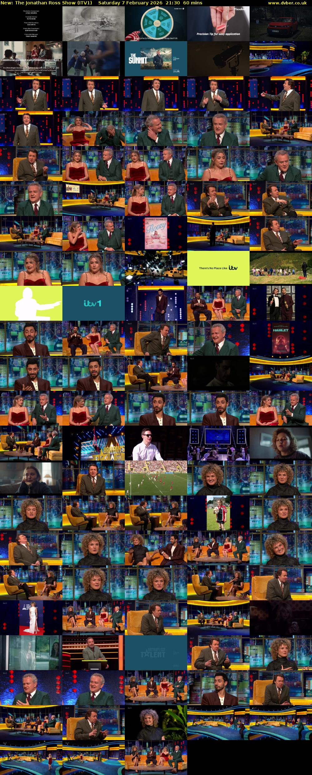 The Jonathan Ross Show (ITV1) Saturday 7 February 2026 21:30 - 22:30