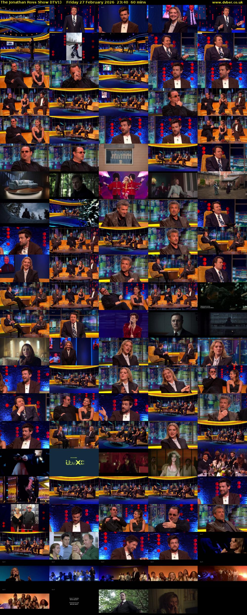 The Jonathan Ross Show (ITV1) Friday 27 February 2026 23:40 - 00:40