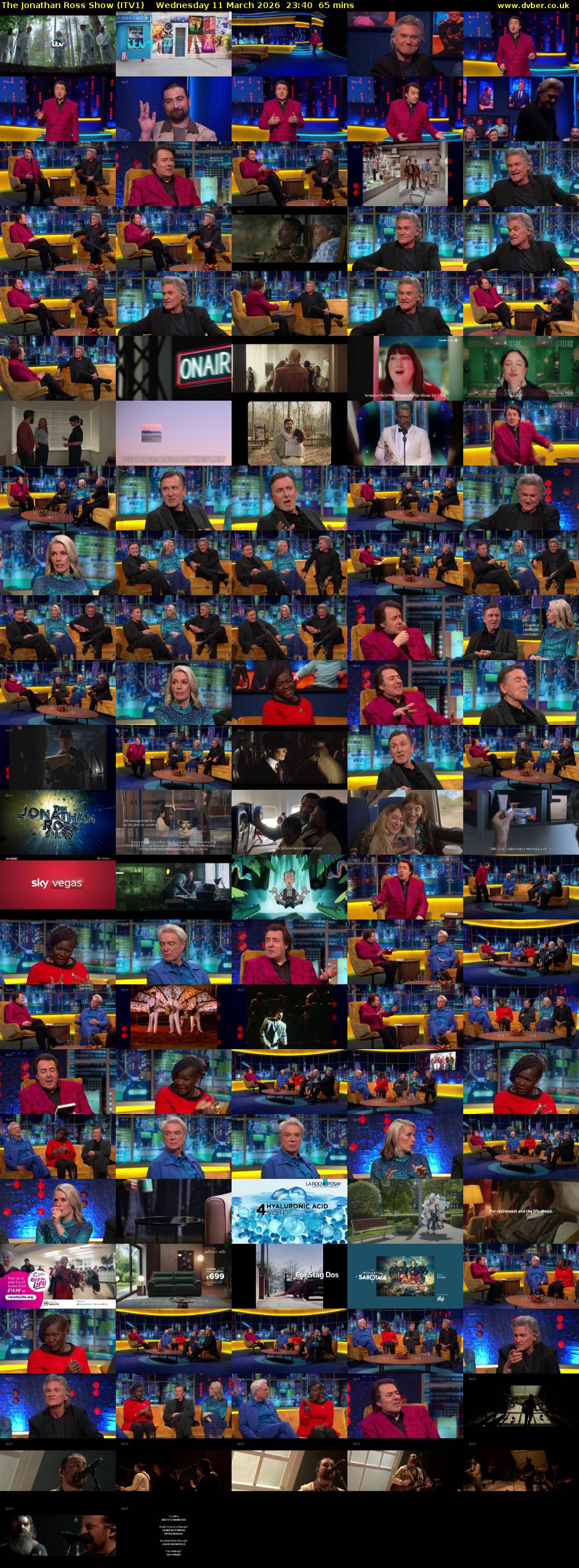 The Jonathan Ross Show (ITV1) Wednesday 11 March 2026 23:40 - 00:45