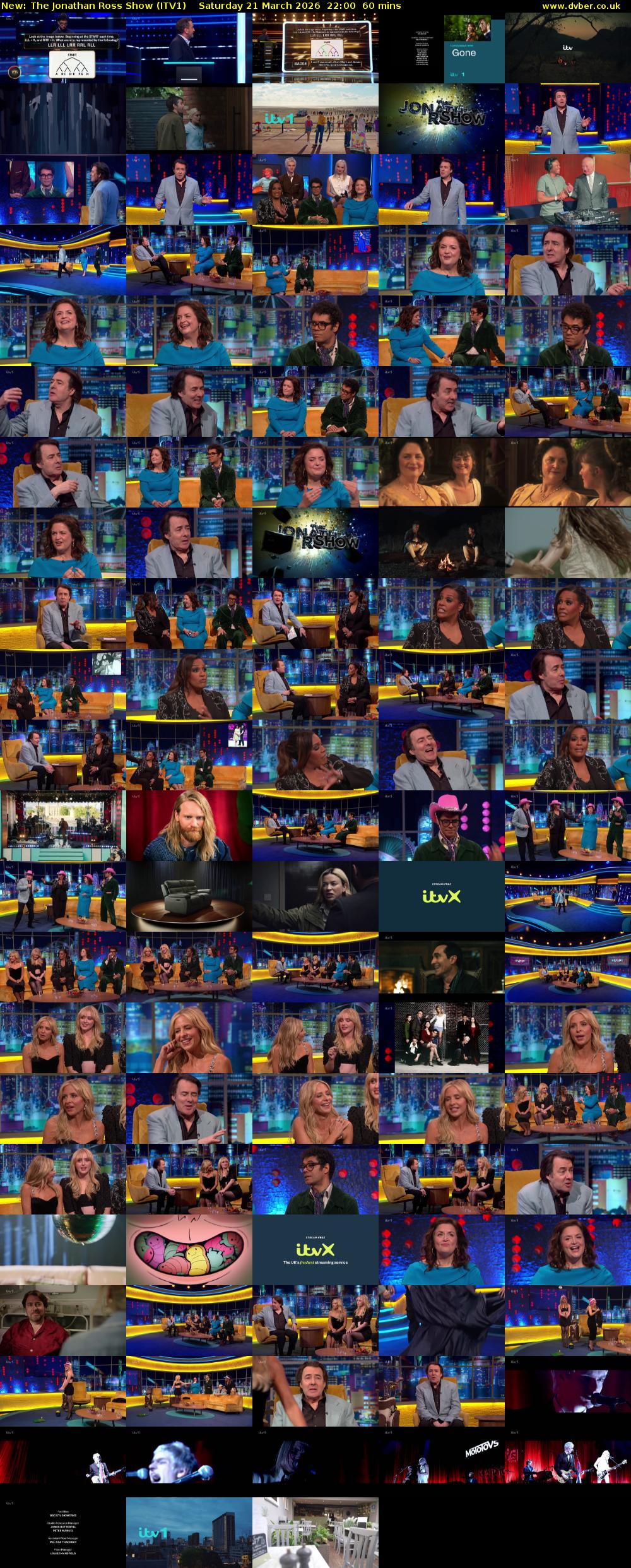 The Jonathan Ross Show (ITV1) Saturday 21 March 2026 22:00 - 23:00