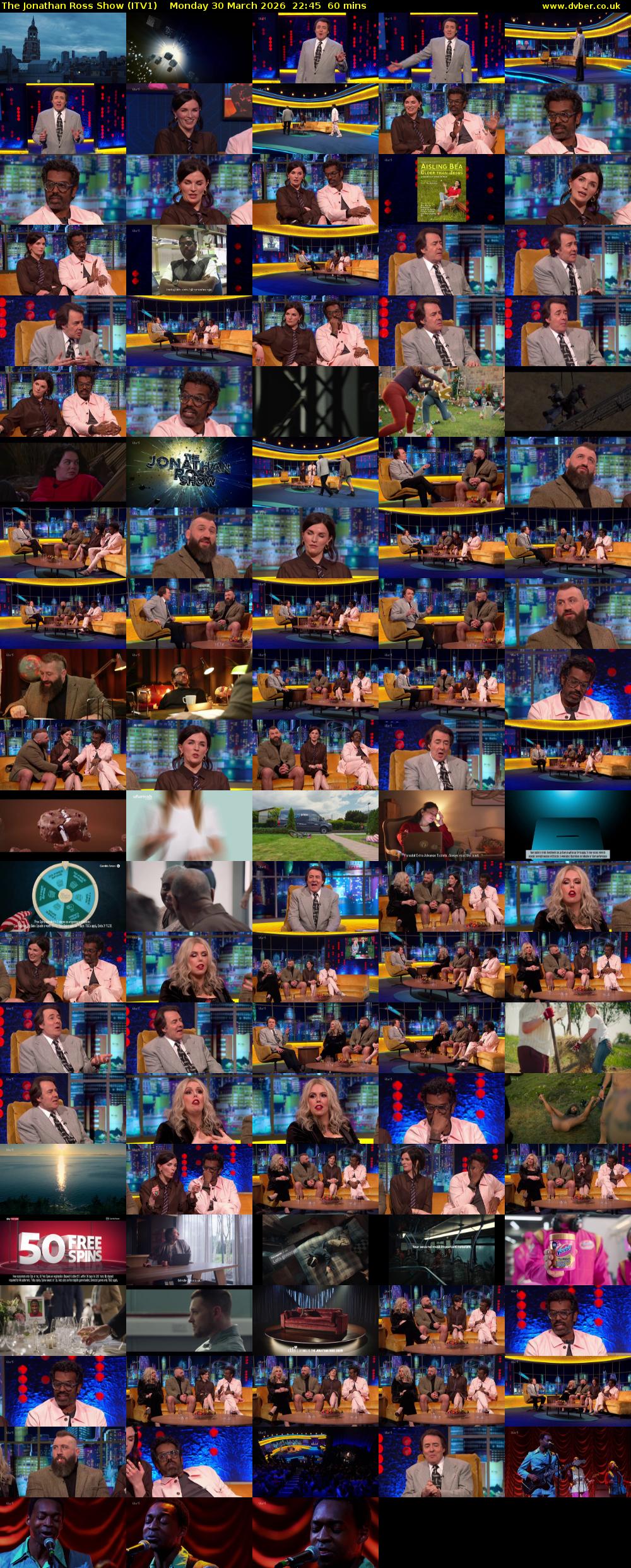 The Jonathan Ross Show (ITV1) Monday 30 March 2026 22:45 - 23:45