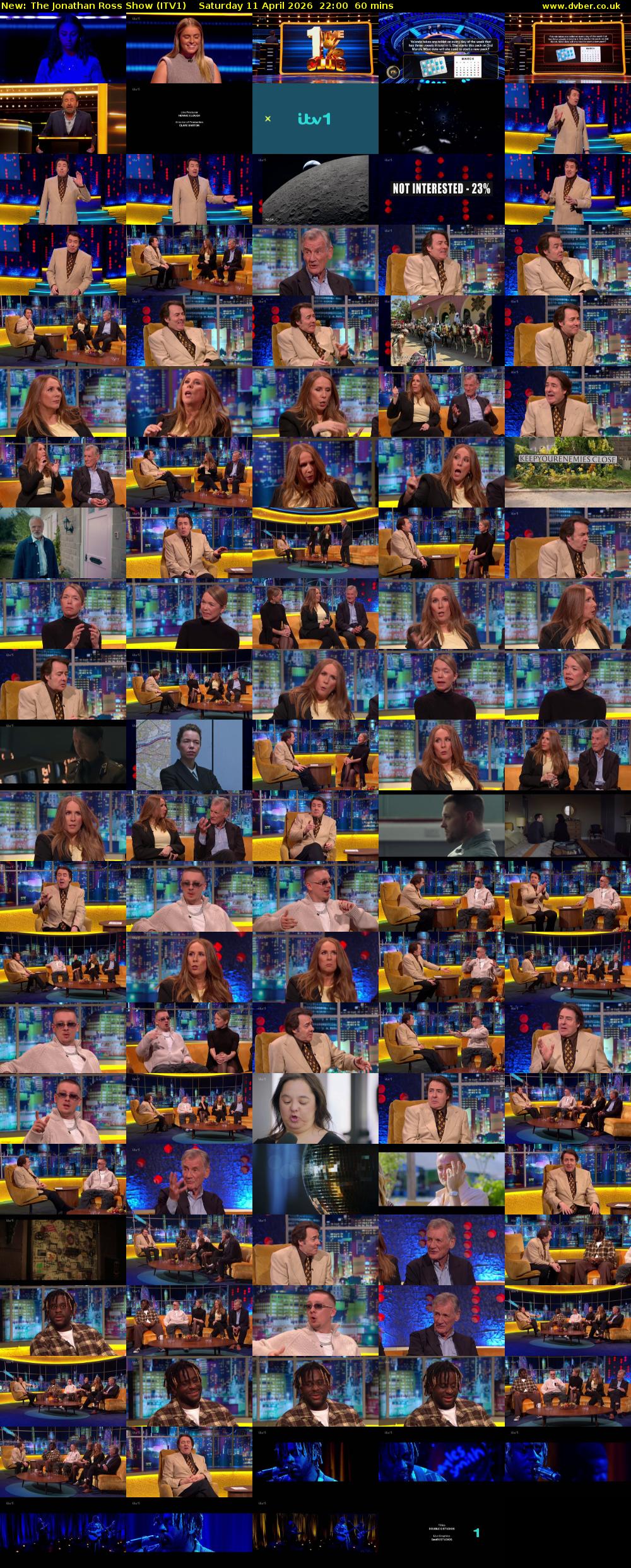 The Jonathan Ross Show (ITV1) Saturday 11 April 2026 22:00 - 23:00