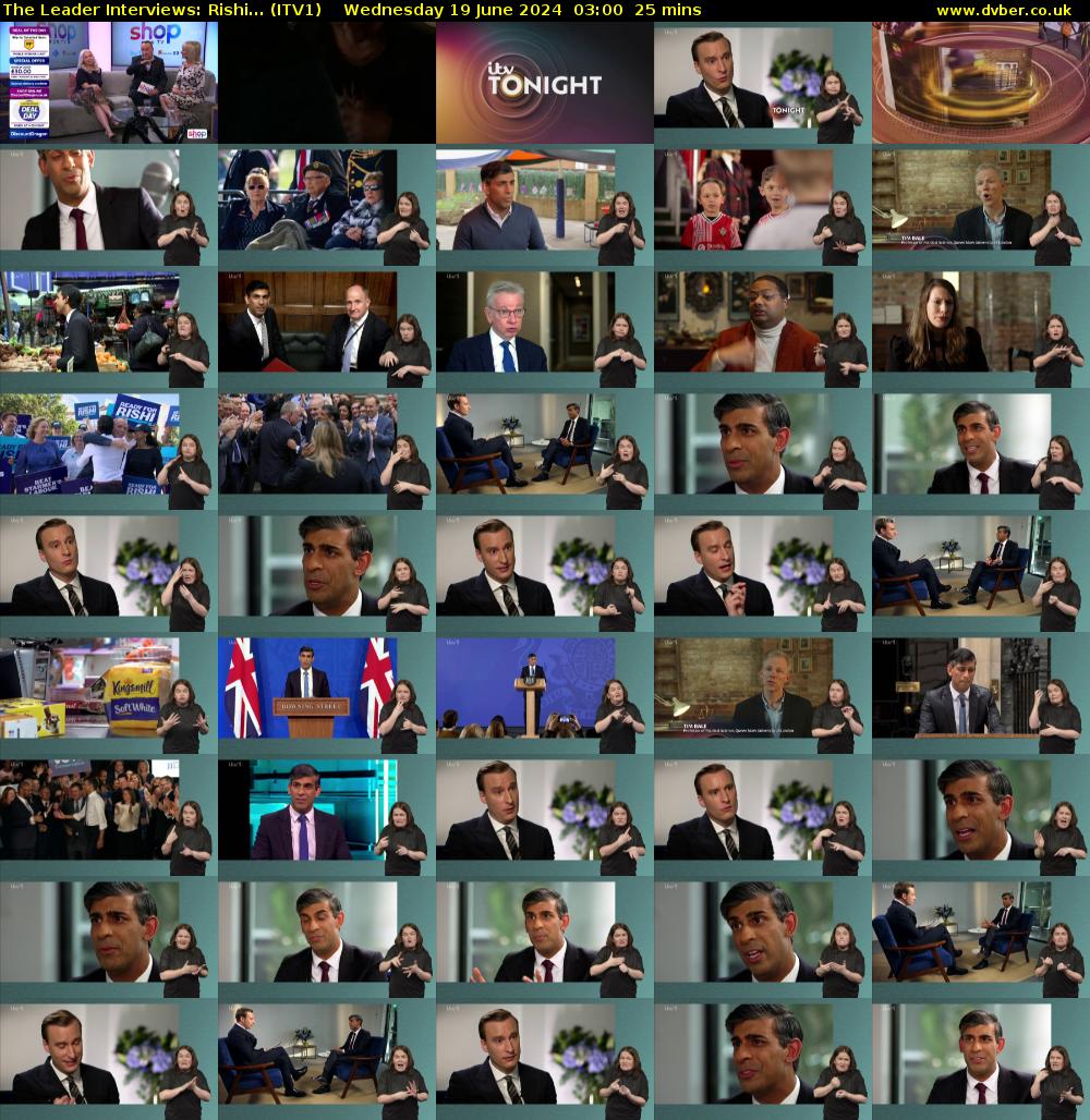 The Leader Interviews: Rishi... (ITV1) Wednesday 19 June 2024 03:00 - 03:25