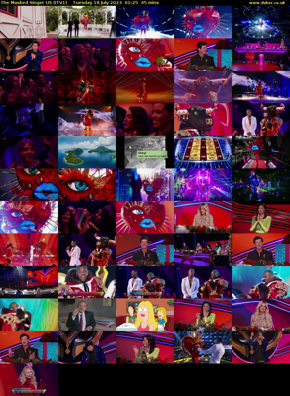The Masked Singer US (ITV1) Tuesday 18 July 2023 01:25 - 02:10