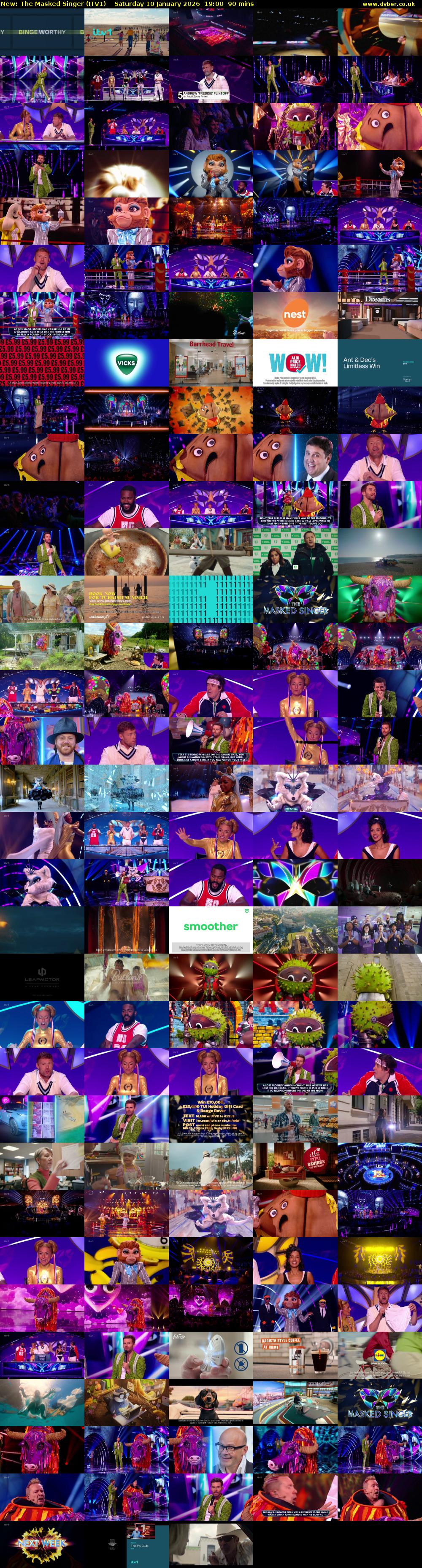 The Masked Singer (ITV1) Saturday 10 January 2026 19:00 - 20:30