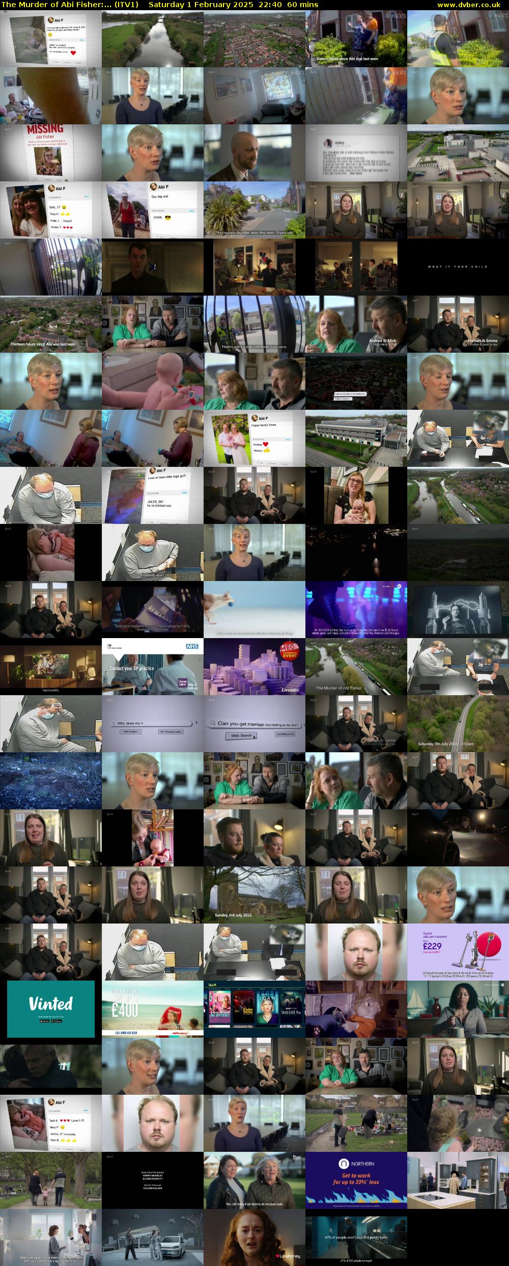 The Murder of Abi Fisher:... (ITV1) Saturday 1 February 2025 22:40 - 23:40