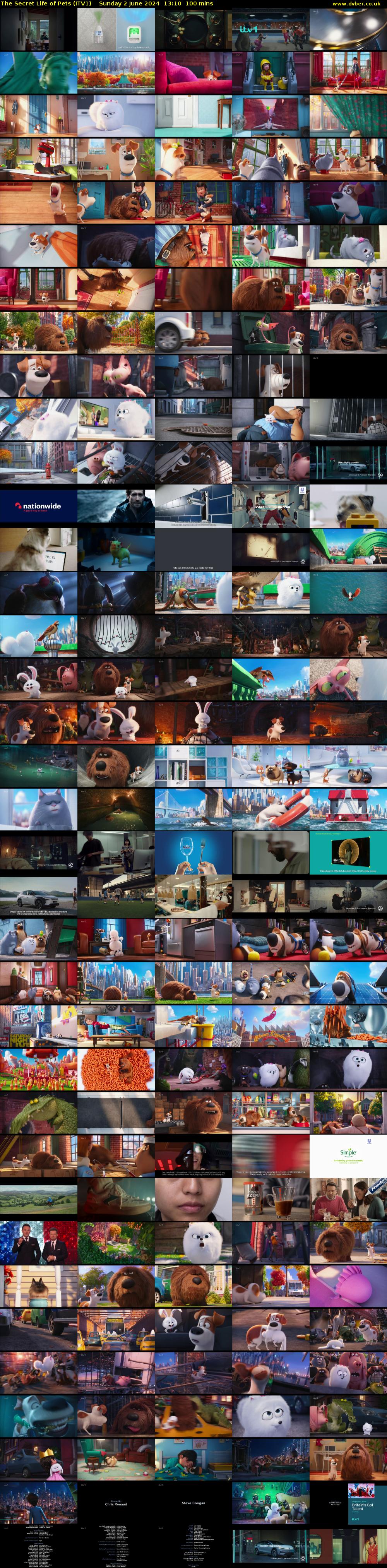 The Secret Life of Pets (ITV1) Sunday 2 June 2024 13:10 - 14:50