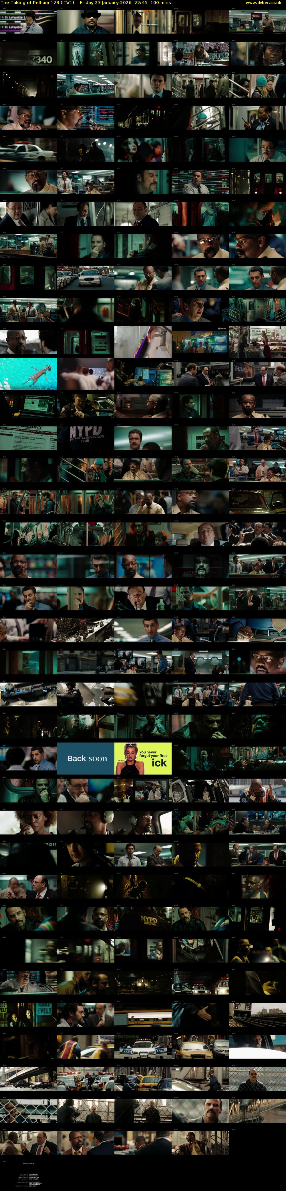 The Taking of Pelham 123 (ITV1) Friday 23 January 2026 22:45 - 00:25