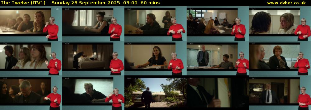 The Twelve (ITV1) Sunday 28 September 2025 03:00 - 04:00