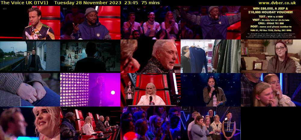 The Voice UK (ITV1) Tuesday 28 November 2023 23:45 - 01:00